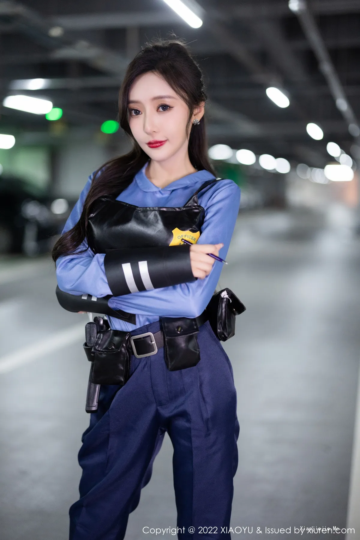 [XiaoYu画语界]Vol.929_女神王馨瑶yanni脱蓝色女警官制服露黑色蕾丝内衣完美诱惑写真80P